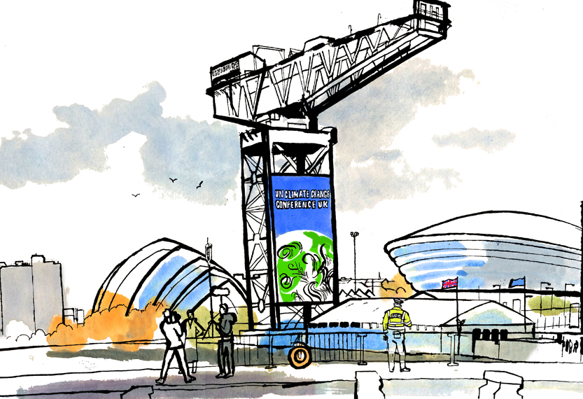thumbnail lucinda rogers drawing COP26 detail Glasgow Central Station