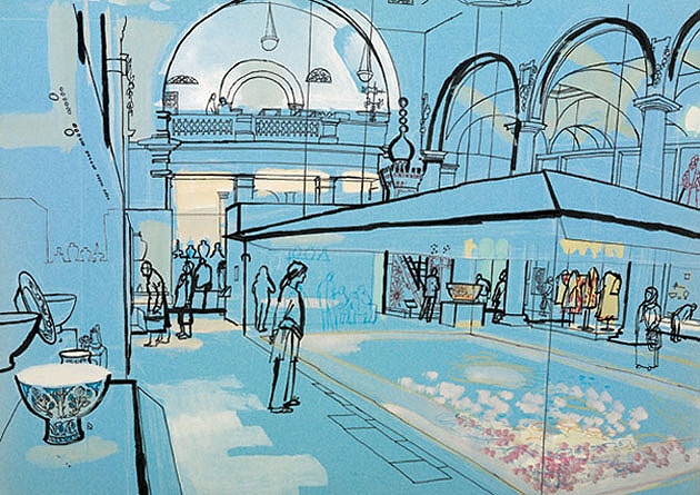 lucinda rogers v&a musem annual review illustration black and white 