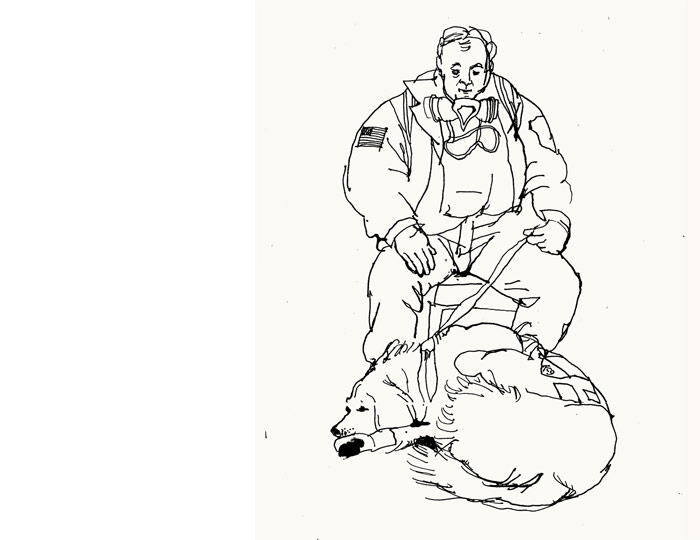 lucinda rogers ground zero ink line drawing september 11 new york city k9 rescue dog handler